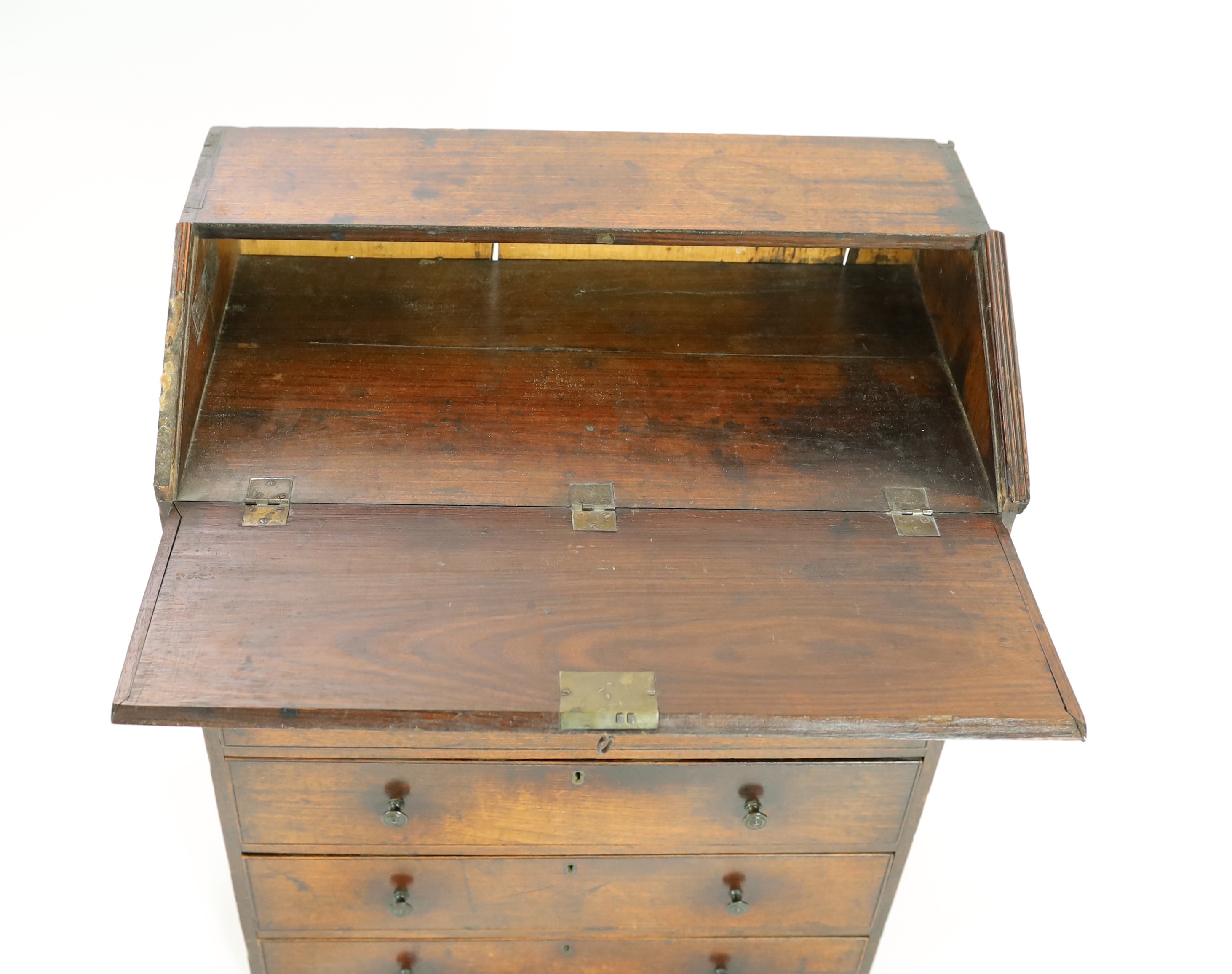 An early 19th century Anglo Indian rosewood ship's bureau, W.64cm D.34cm H.84cm